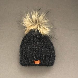 Knit baby hat with fur 0-6 months